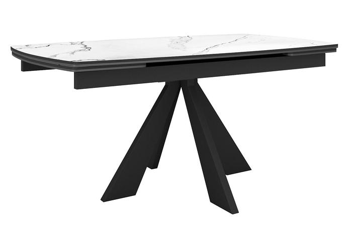 Стол DikLine SKU140 Керамика Белый мрамор/подстолье черное/опоры черные